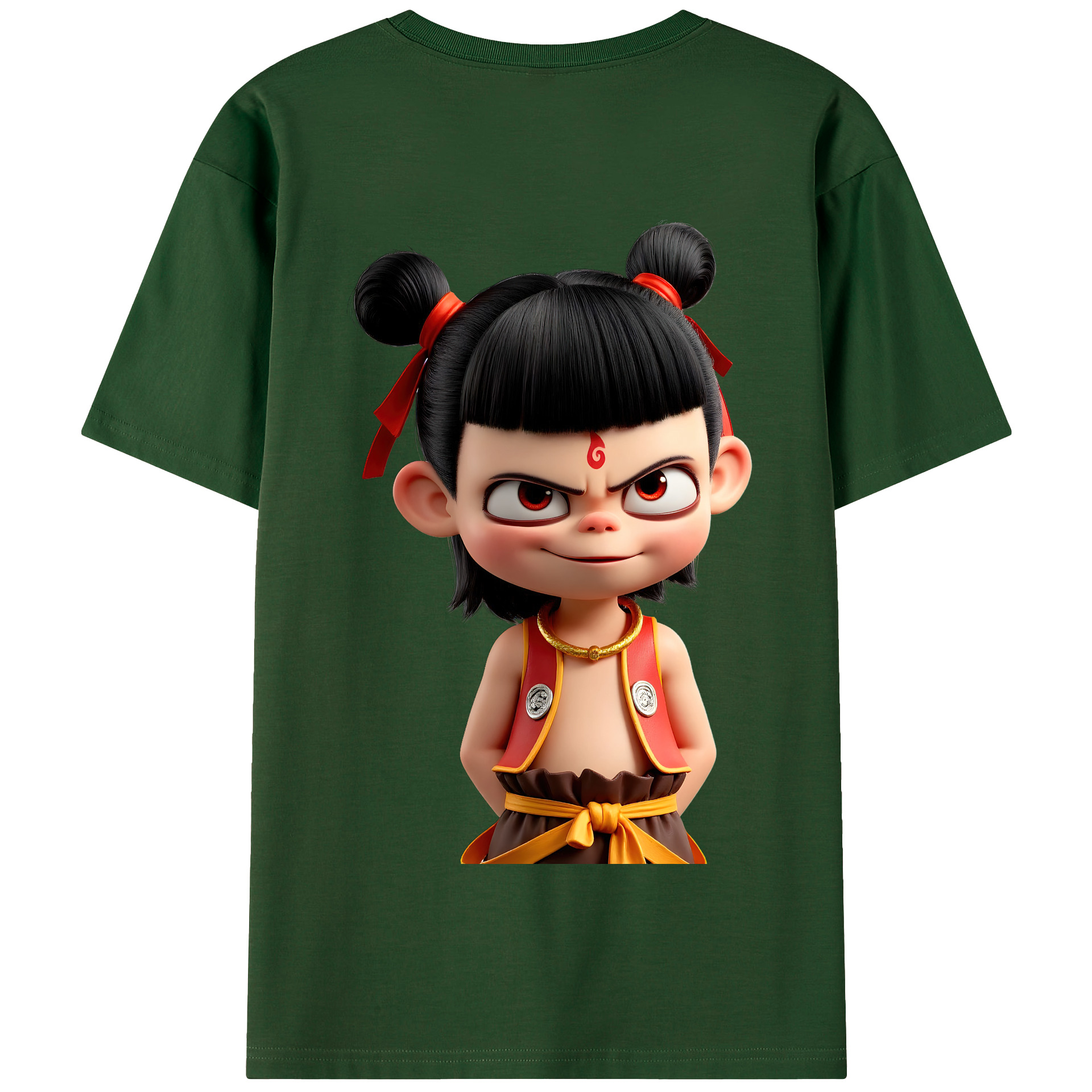 （画像用） Ne Zha 2 ナタ 魔童の大暴れ 綿100％半袖Tシャツ（背面プリント）